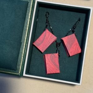 Red Marbled Tiny Tome Jewelry Set